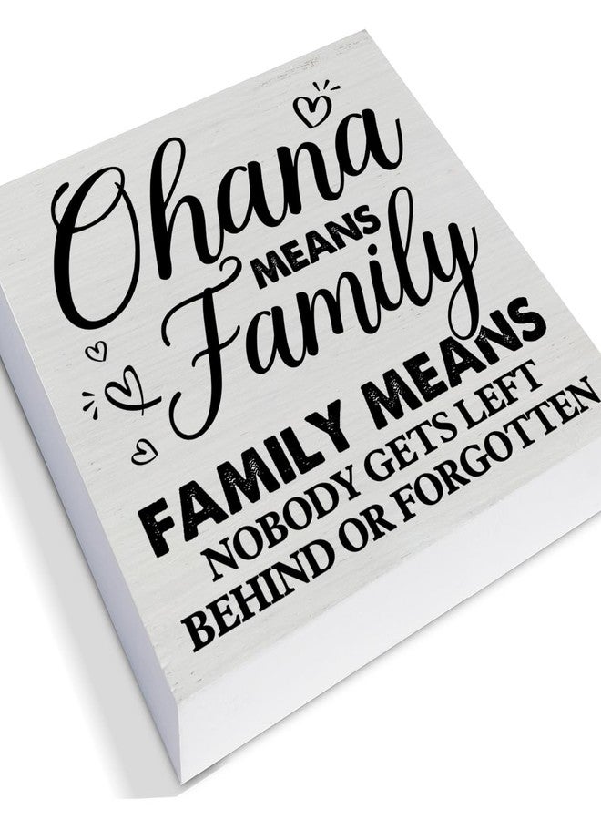 PIXCEOS Family Quote Decorative Wooden Box Sign Ohana Means Family Wood Block Plaque Decor Farmhouse Home Shelf or Wall Display 5x5 Inches - Image 2